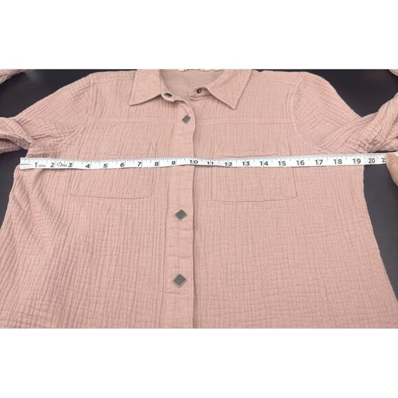 Soft Surroundings Women's Dusty Pink Gauzy Snap Front LS Blouse Top Sz M - Picture 7 of 8